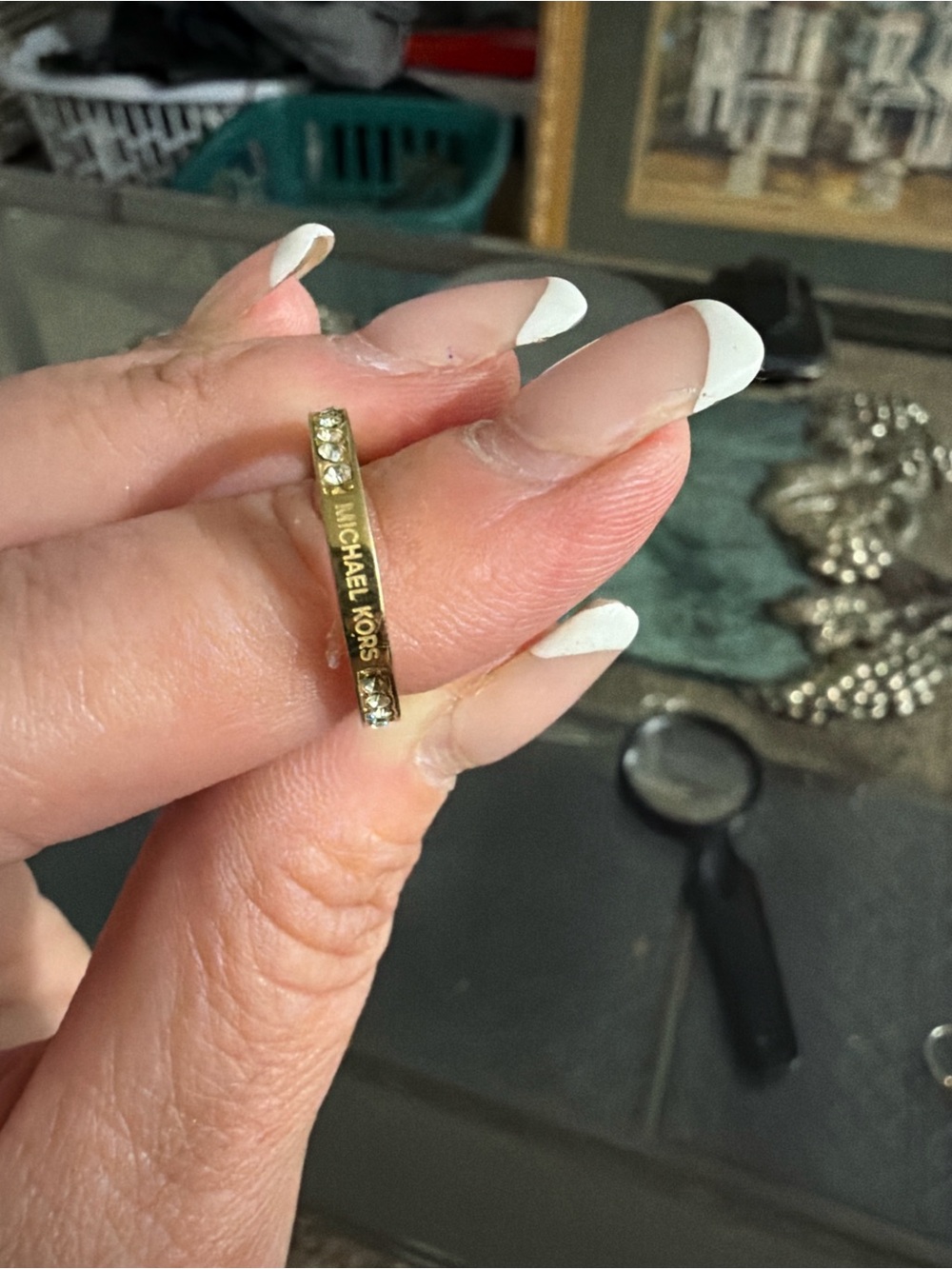 Michael Kors Gold Belt ring with Crystal Accents